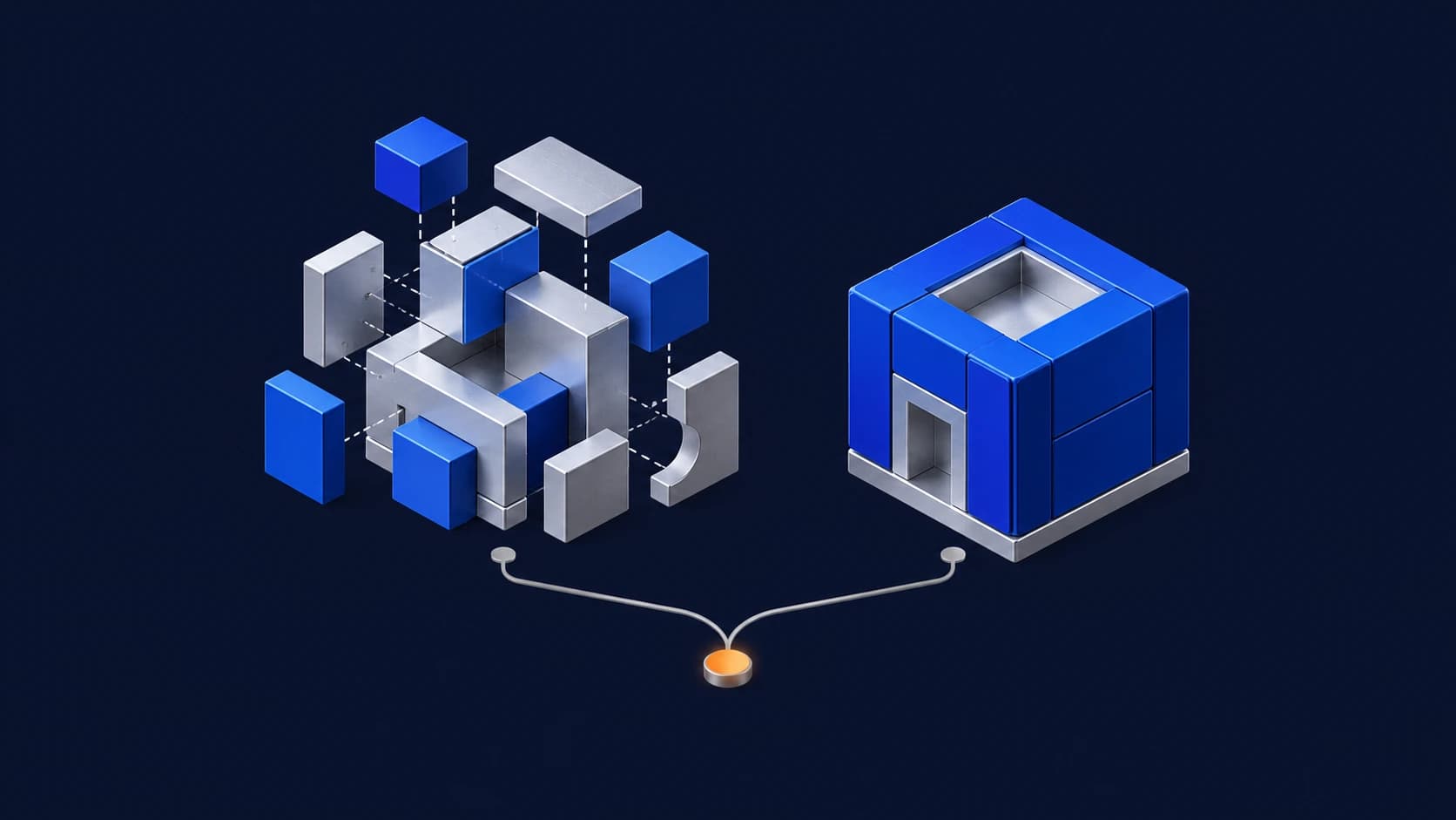 Configurable software components and a ready-made module linked to a shared decision point