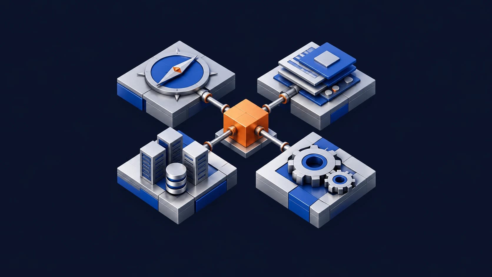 Strategy, product, enterprise systems and engineering modules joined by one central connection